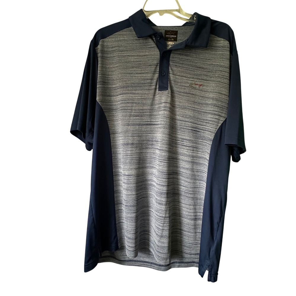 Greg Norman for Tasso Elba Mens XL Golf Polo Shirt Play Dry Blue Heathered Gray